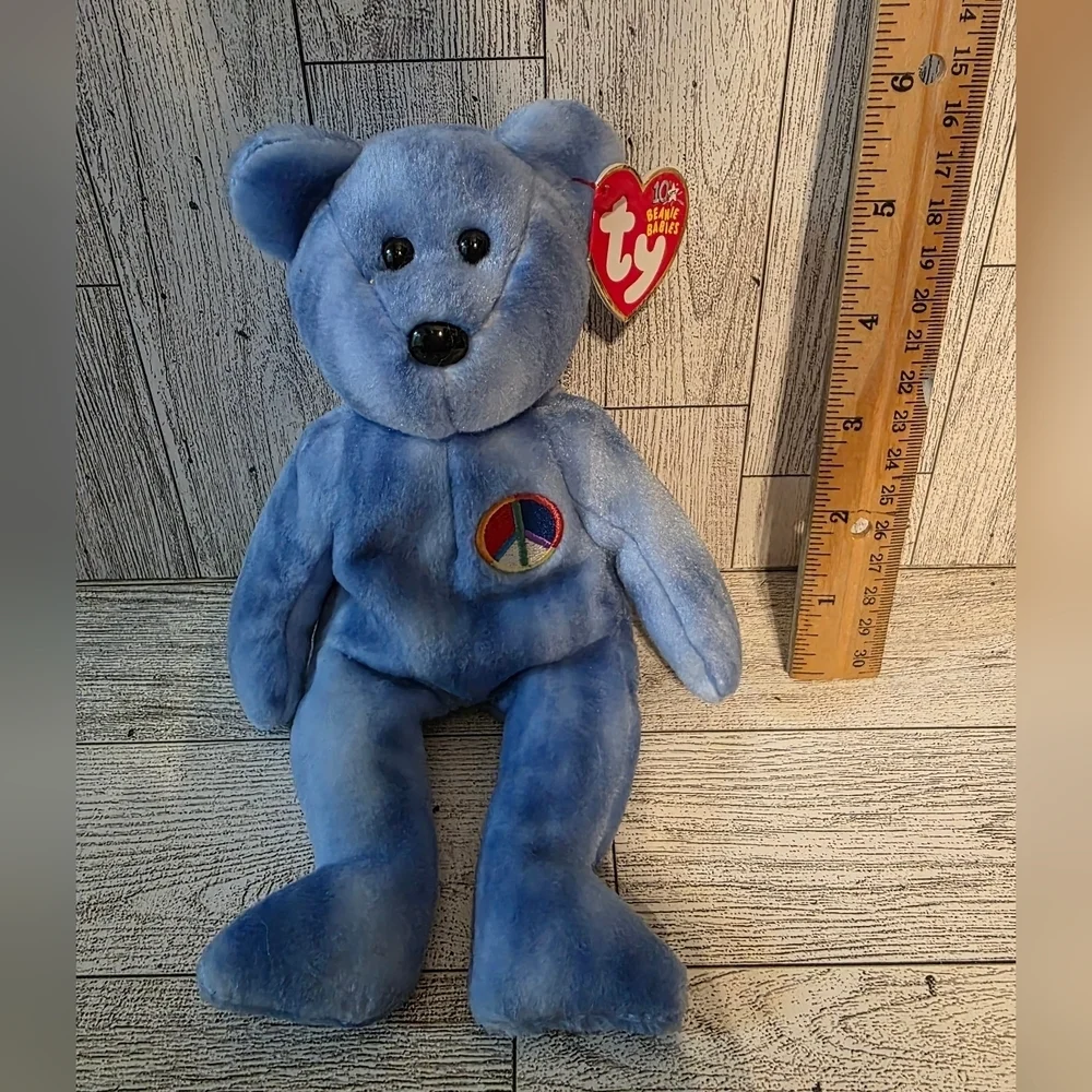 Ty Peace Bear Plush in Blue